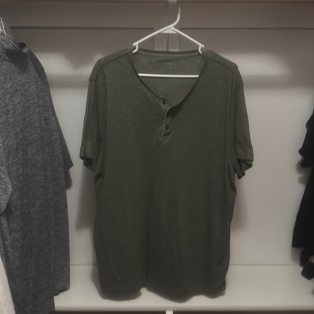 Men's, XL, Old Navy, Soft washed, green, 3 button, t-shirt,